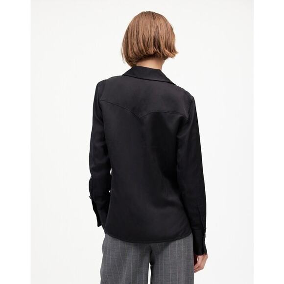 NWOT Madewell Western Shirt in Linen Blend True Black Size 00 - Picture 3 of 9